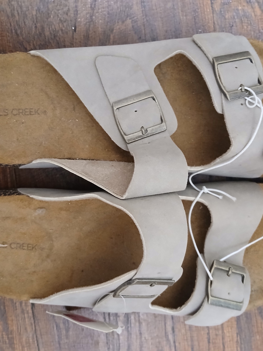 Comfort Slide Sandals with Adjustable Buckles - Beige